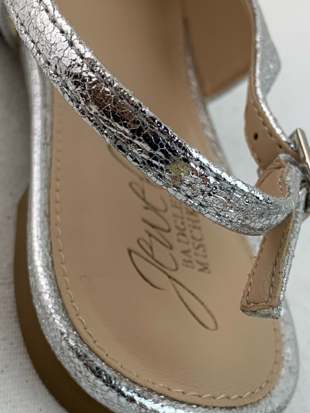 New Badgley Mischka “Jewel” Embellished Silver Pointed Slingback Flats - Picture 9 of 9